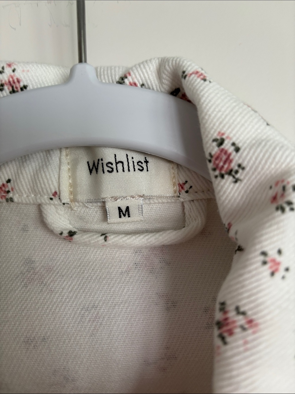 Wishlist White Denim Crop Jacket with Pink Floral Print - Picture 2 of 4